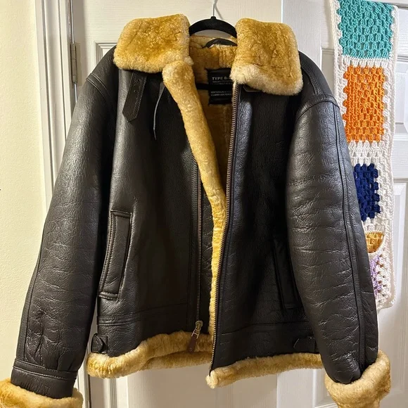 Vintage 80s US Air Force Jacket - Authentic Leather and Fur - Picture 1 of 5